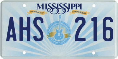 MS license plate AHS216