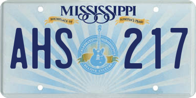MS license plate AHS217