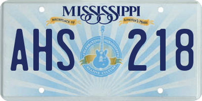MS license plate AHS218