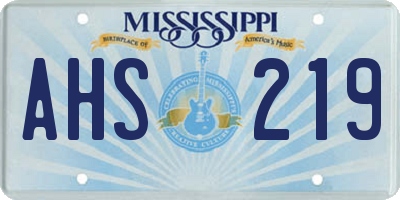 MS license plate AHS219