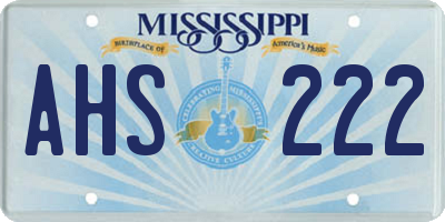 MS license plate AHS222