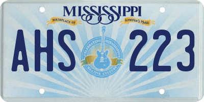 MS license plate AHS223