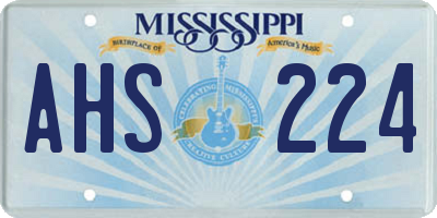 MS license plate AHS224