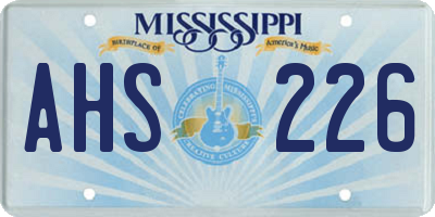 MS license plate AHS226