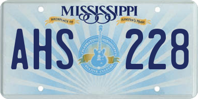 MS license plate AHS228
