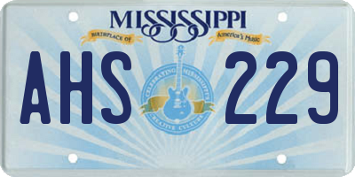 MS license plate AHS229