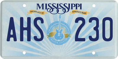 MS license plate AHS230