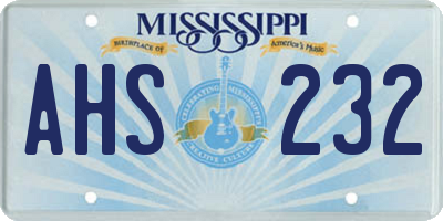 MS license plate AHS232