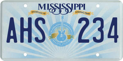 MS license plate AHS234