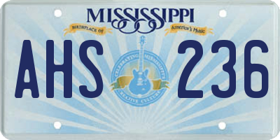 MS license plate AHS236