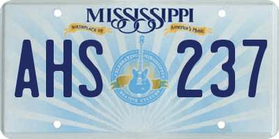 MS license plate AHS237