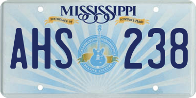 MS license plate AHS238