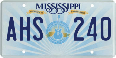MS license plate AHS240