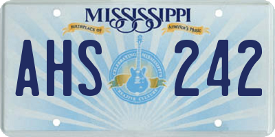 MS license plate AHS242