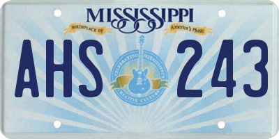 MS license plate AHS243