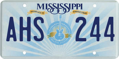 MS license plate AHS244