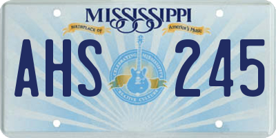 MS license plate AHS245