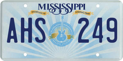 MS license plate AHS249