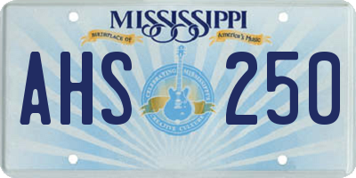 MS license plate AHS250