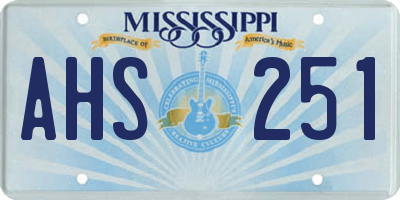 MS license plate AHS251