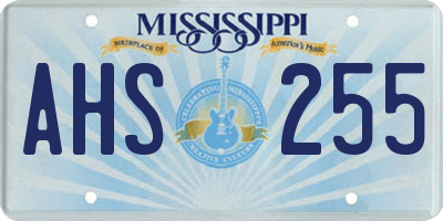 MS license plate AHS255