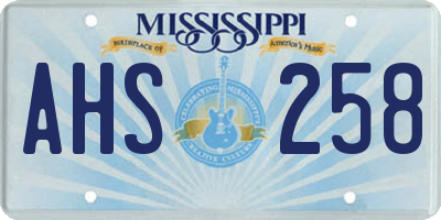 MS license plate AHS258