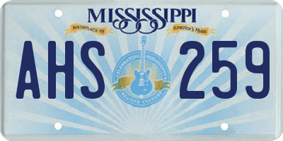 MS license plate AHS259