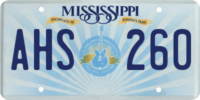 MS license plate AHS260