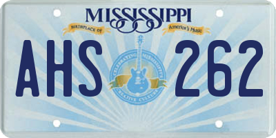 MS license plate AHS262