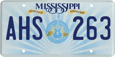MS license plate AHS263