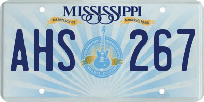 MS license plate AHS267