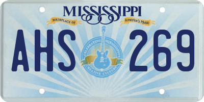 MS license plate AHS269