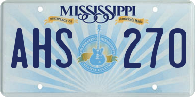 MS license plate AHS270