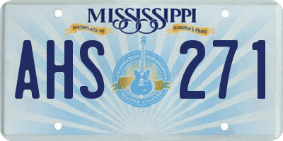 MS license plate AHS271