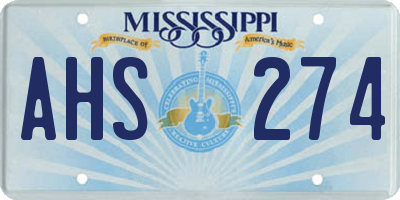 MS license plate AHS274