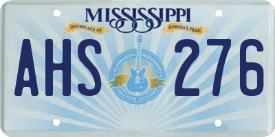 MS license plate AHS276