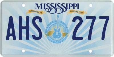 MS license plate AHS277