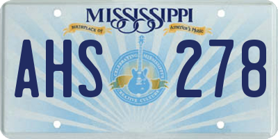MS license plate AHS278