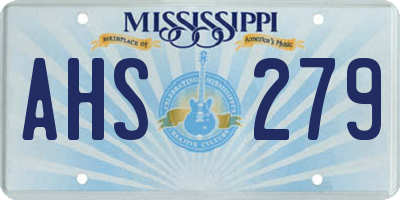 MS license plate AHS279