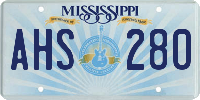 MS license plate AHS280