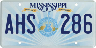 MS license plate AHS286