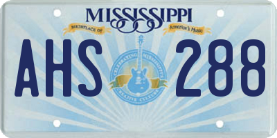 MS license plate AHS288