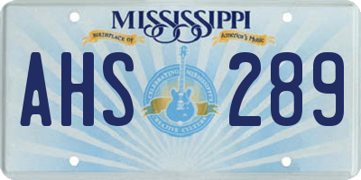 MS license plate AHS289