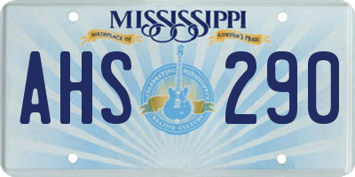 MS license plate AHS290