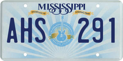MS license plate AHS291