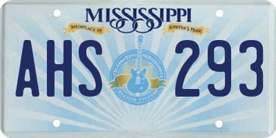 MS license plate AHS293