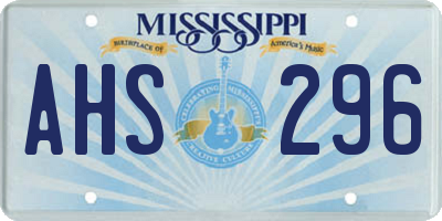 MS license plate AHS296