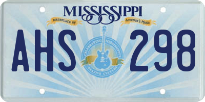 MS license plate AHS298