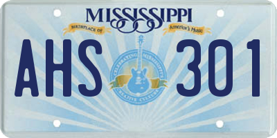 MS license plate AHS301