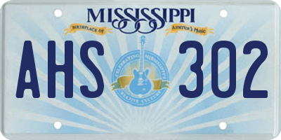MS license plate AHS302